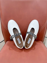 ALAIA MARY JANE SHOES IN WHITE LAMBSKIN WITH GOLD HARDWARE